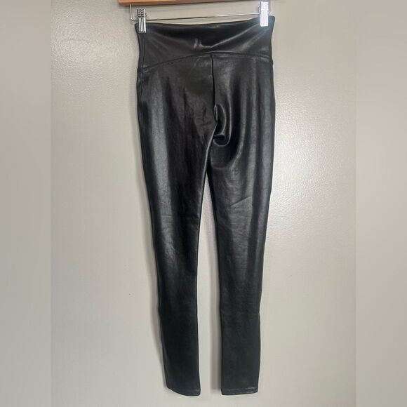 Spanx faux leather leggings black small petite rocker edgy grunge - Picture 3 of 7